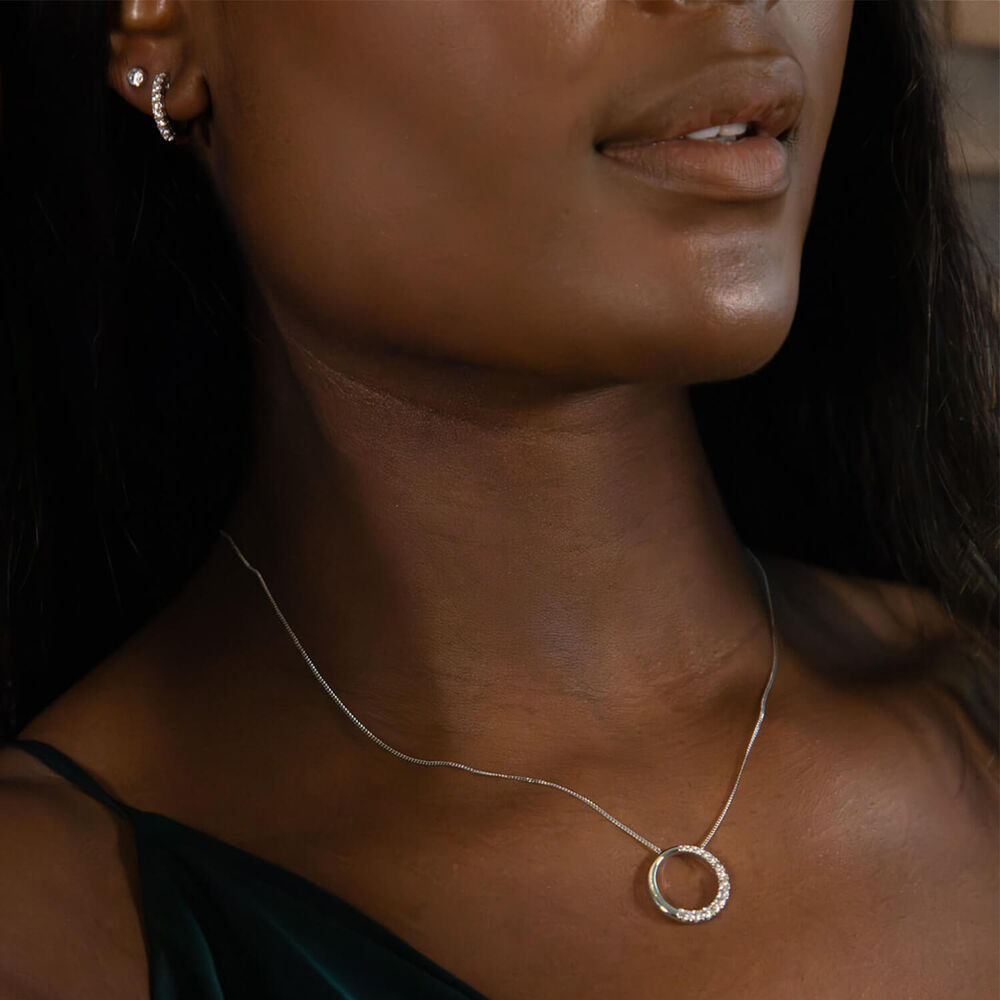 9ct White Gold 0.33ct Diamond Huggie Eternal Hoop Earrings image number 8