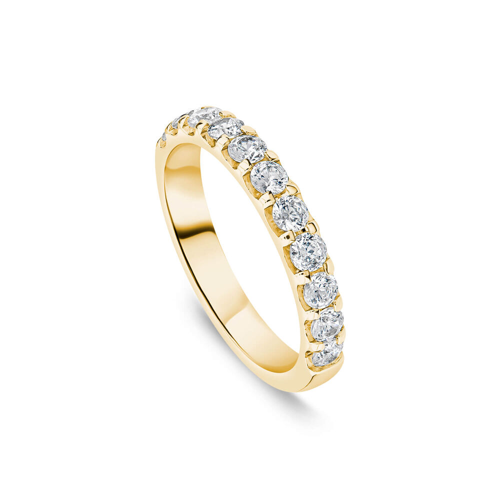 18ct Yellow Gold 3mm 0.75ct Diamond Split Claw Wedding Ring