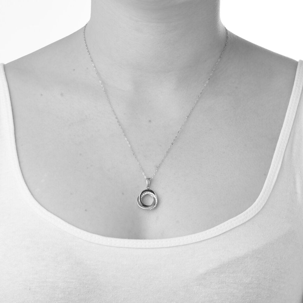 9ct Three Colour Gold Cubic Zirconia Open Knot Pendant (Chain Included) image number 3