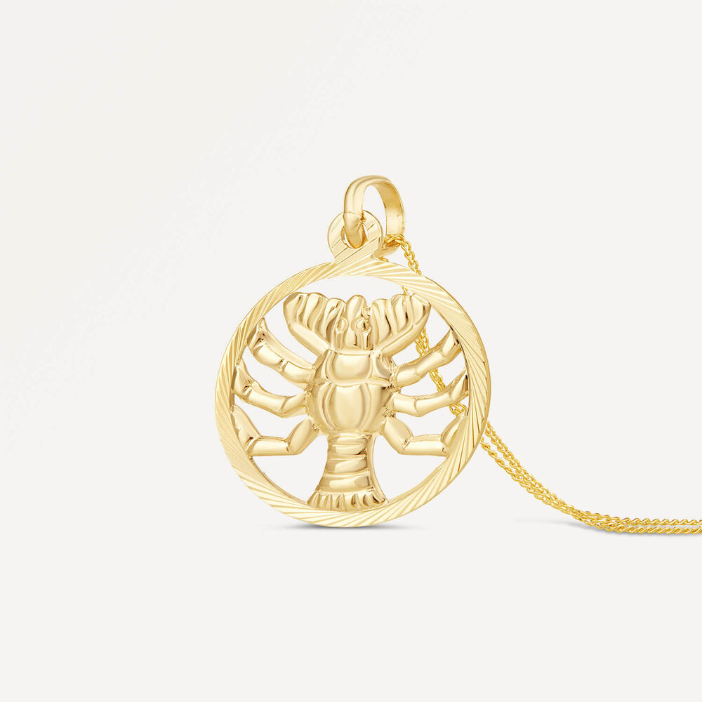 9ct Cancer Zodiac Pendant (Chain Included)