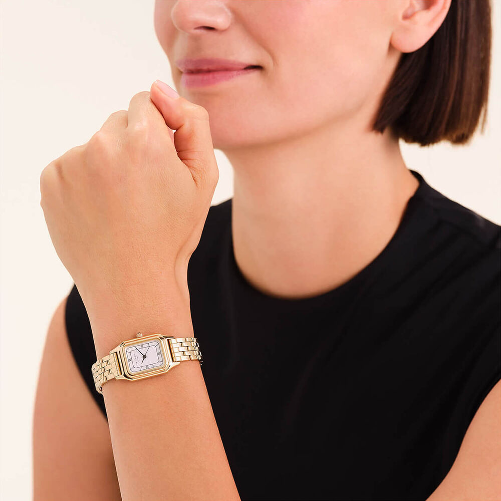 Rosefield Ivy White Gold 21x26mm Dial 23k Gold Plated Steel Bracelet Watch image number 3