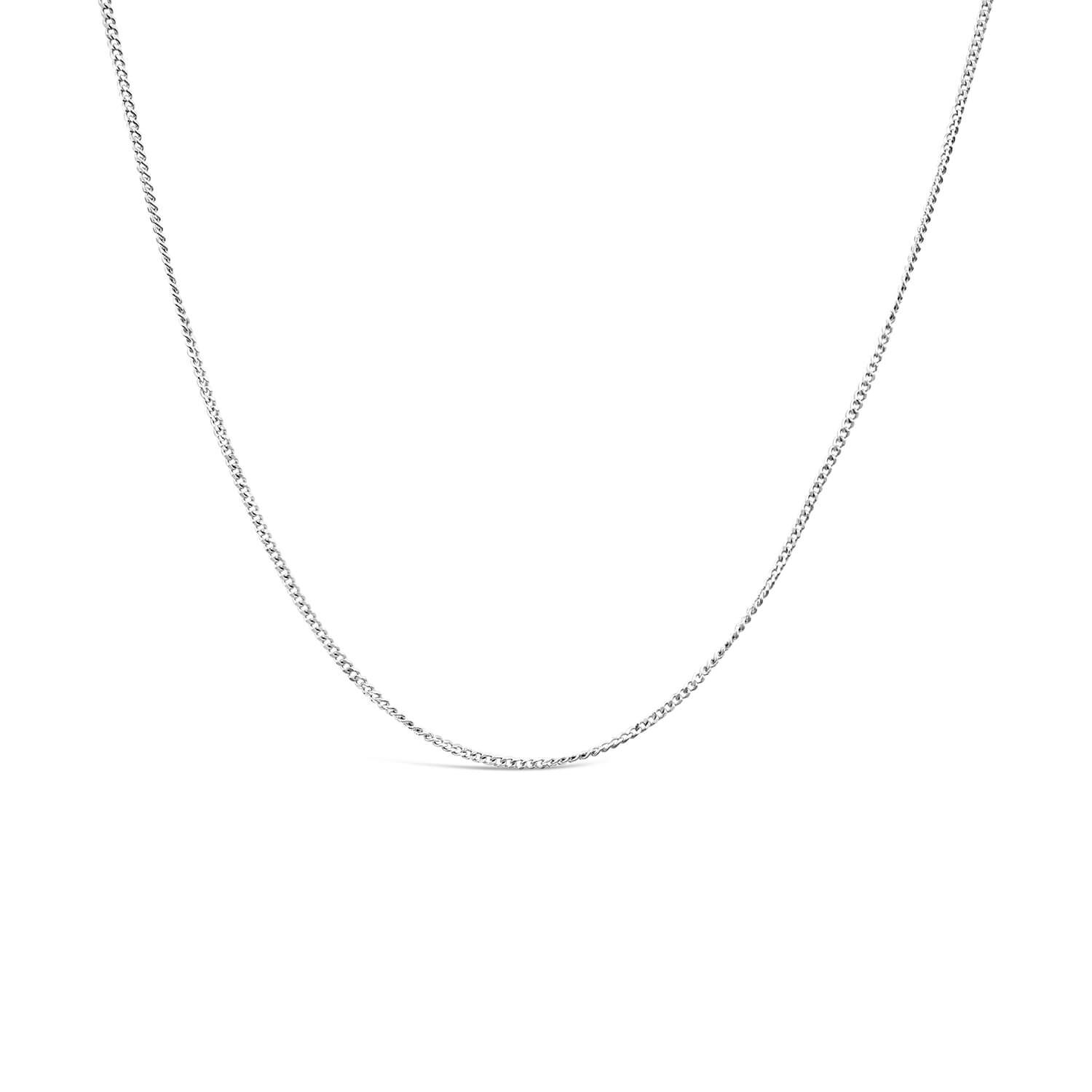 9ct White Gold 16 18 inch Flat Curbed Chain Necklet