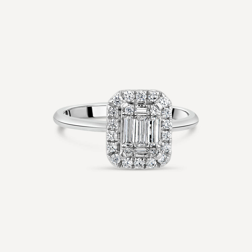 Kathy De Stafford 18ct White Gold ‘Megan’ Rectangular Baguette Centre Cluster 0.45 Carat Ring image number 2