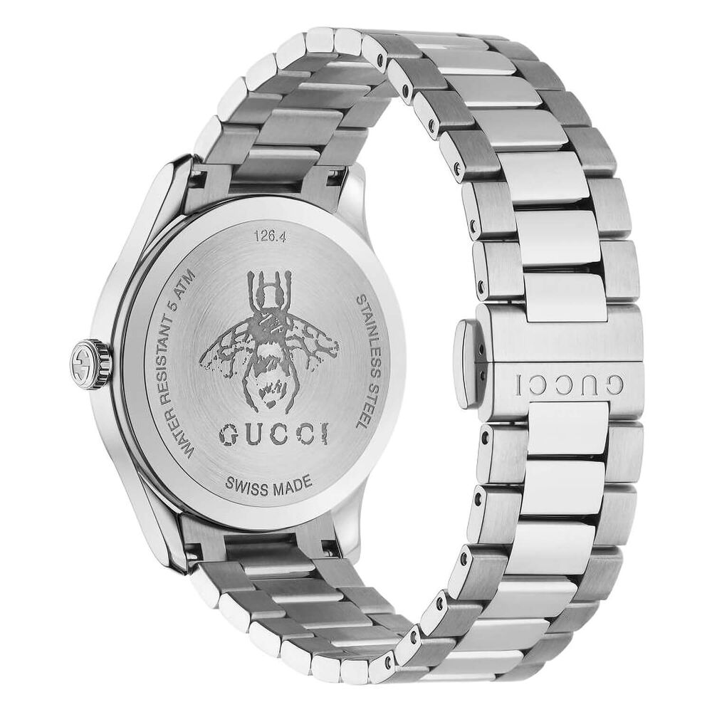 Gucci G-Timeless Black & Silver Bee Dial Stainless Steel Bracelet Ladies Watch