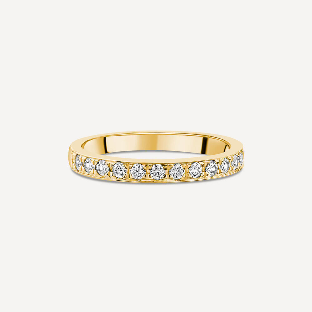9ct Yellow Gold 2.5mm 0.30ct Diamond Pave Set Wedding Ring image number 2