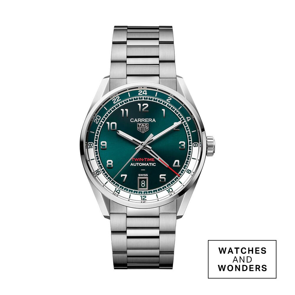 TAG Heuer Carrera Date 41mm Green Teal Dial Stainless Steel Bracelet Watch image number 0