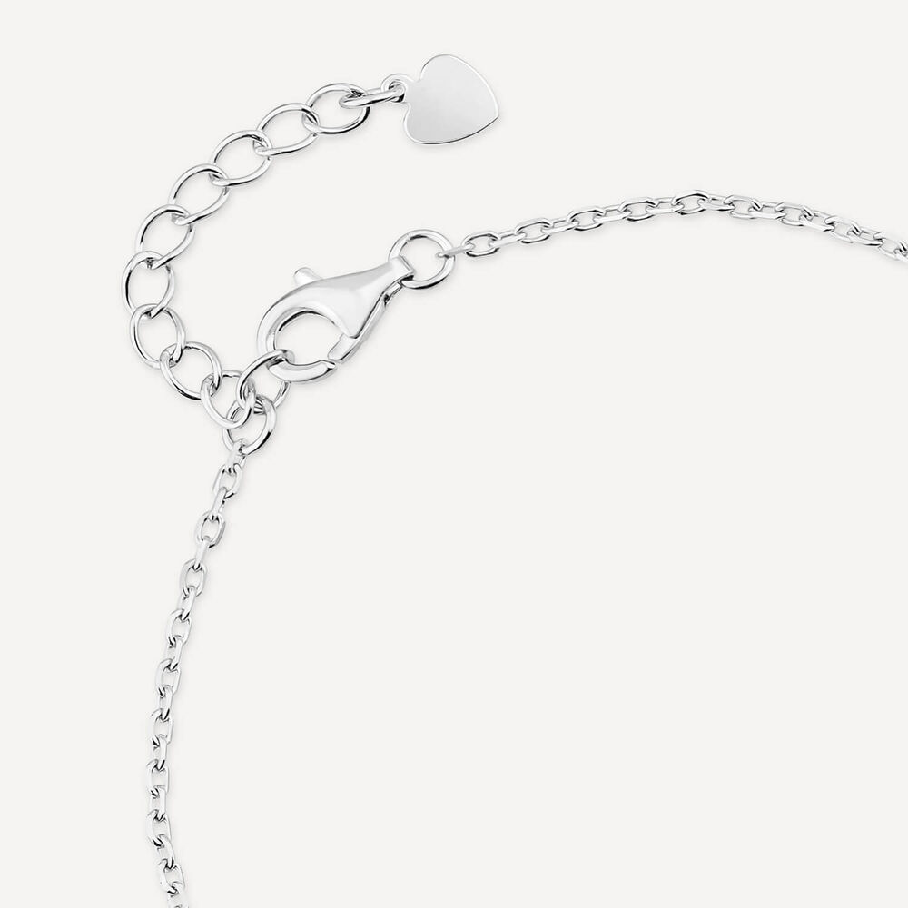 Sterling Silver Turqoise Centre Cubic Zirconia Set Clover Petal Bracelet image number 3
