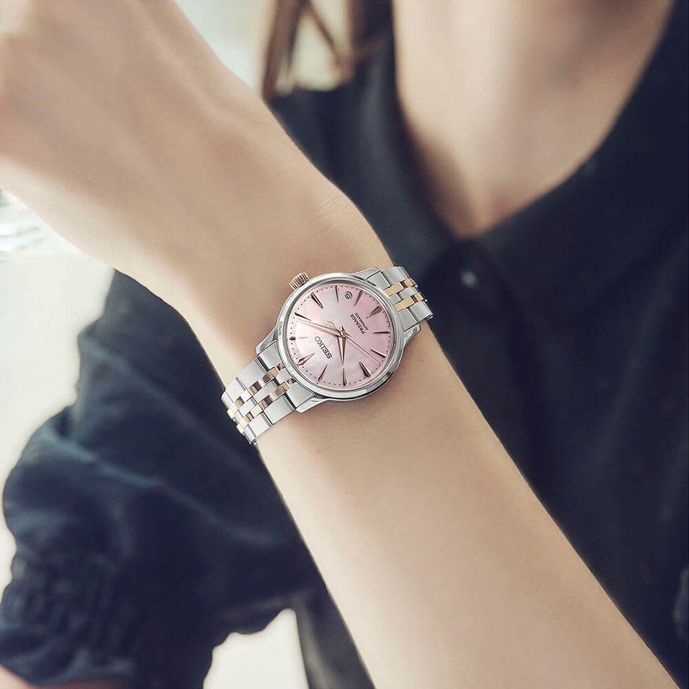 Seiko Presage &lsquo;Springtime&rsquo; Cocktail Time Limited Edition 34mm Pink Dial Steel Bracelet Watch image number 6