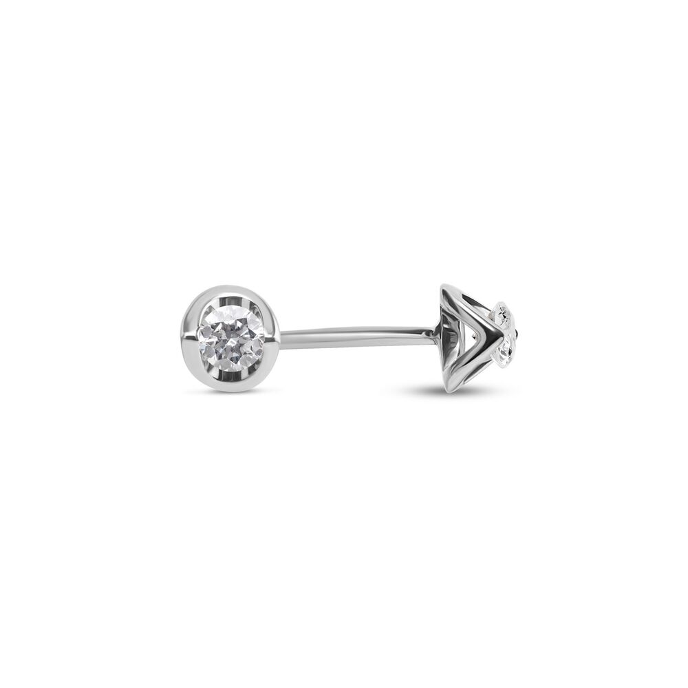 9ct White Gold 0.15ct Diamond Mirror Setting Stud Earrings image number 2