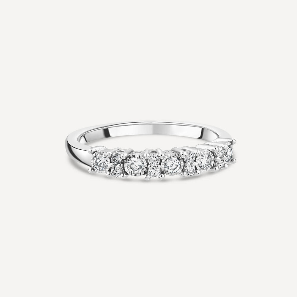 9ct White Gold Diamond Illusion Claw Set 0.25ct Diamond Eternity Ring image number 2