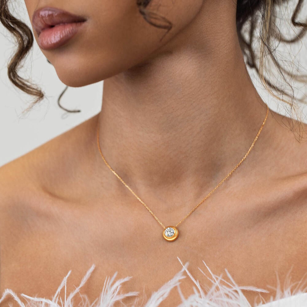 Born Orbit 9ct Yellow Gold Lab Grown 1.00ct Round Diamond Pendant