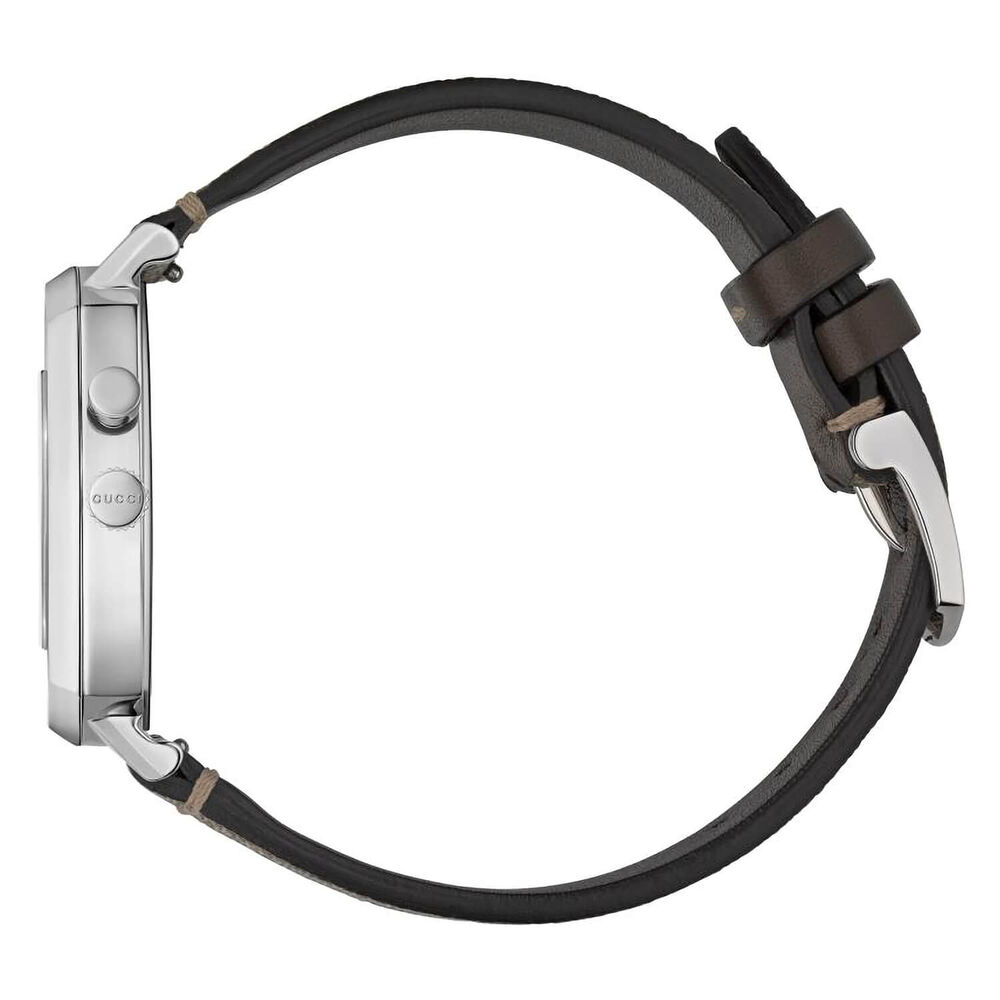 Gucci Grip Roulette Steel Dial Brown Canvas Strap Watch