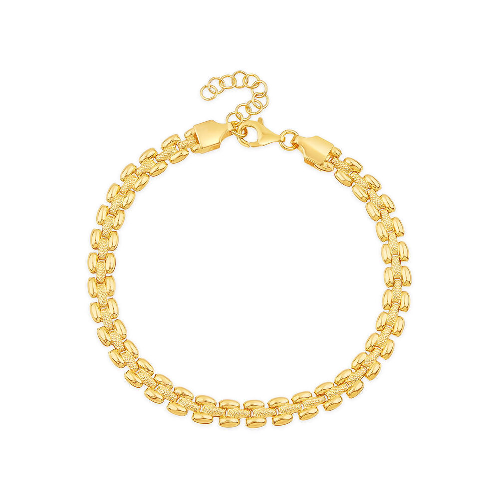 Yellow Gold Plated Sterling Silver Brick Link Bracelet image number 0