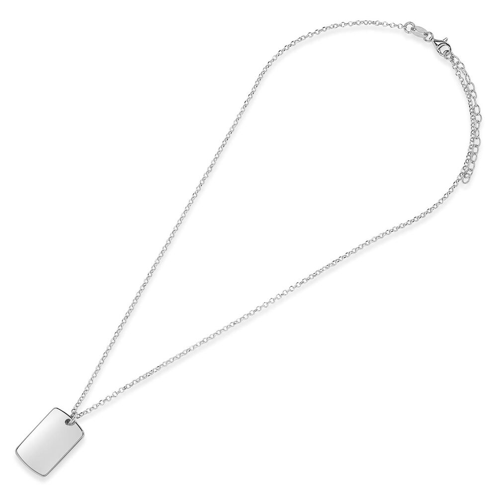 Sterling Silver Plain Rectangle Disc Pendant Necklace (Chain Included) image number 3