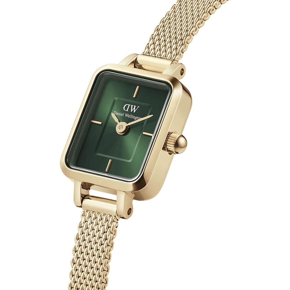 Daniel Wellington Micro 15,5x18mm Green Dial Yellow Gold Mesh Bracelet Watch