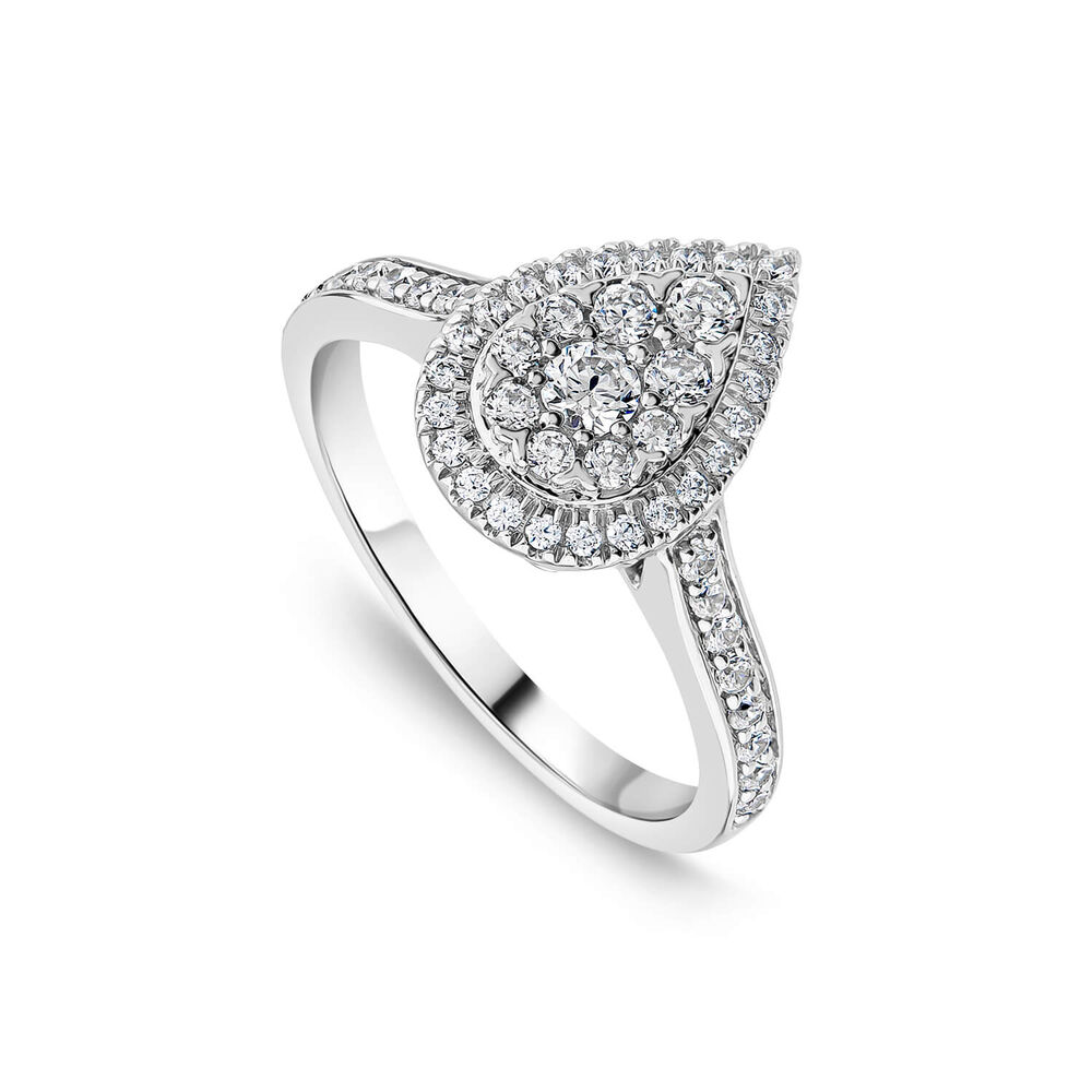 9ct White Gold 0.50ct Pear Cluster Engagement Ring