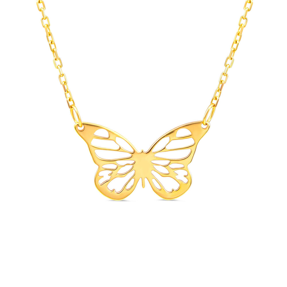9ct Yellow Gold Small Polished Butterfly Necklet image number 0