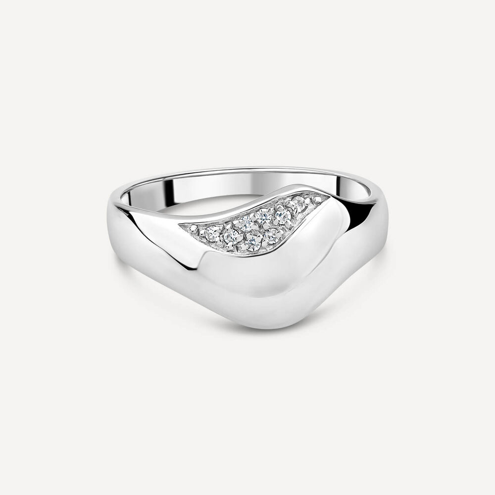 Sterling Silver Cubic Zirconia Polished Plain Curve Ring image number 2