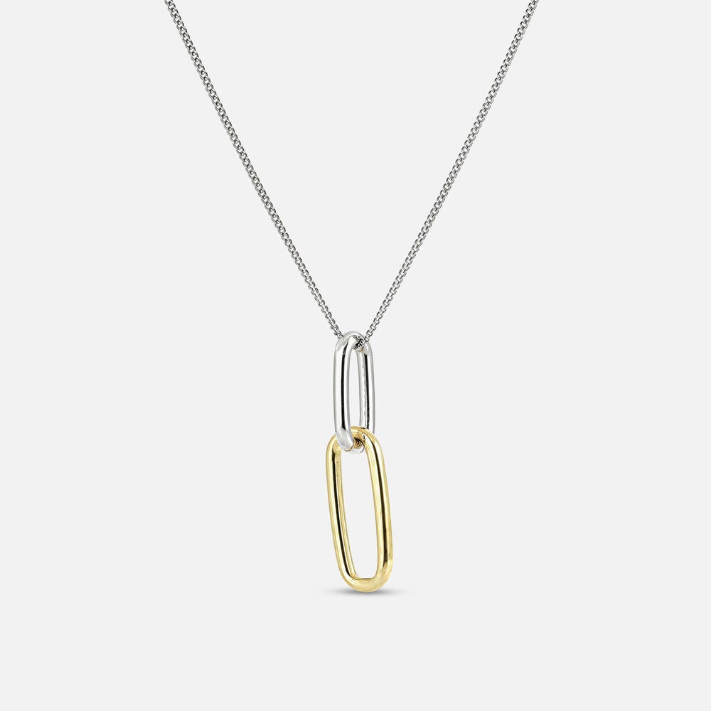 Sterling Silver Two Tone Double Oval Link Pendant