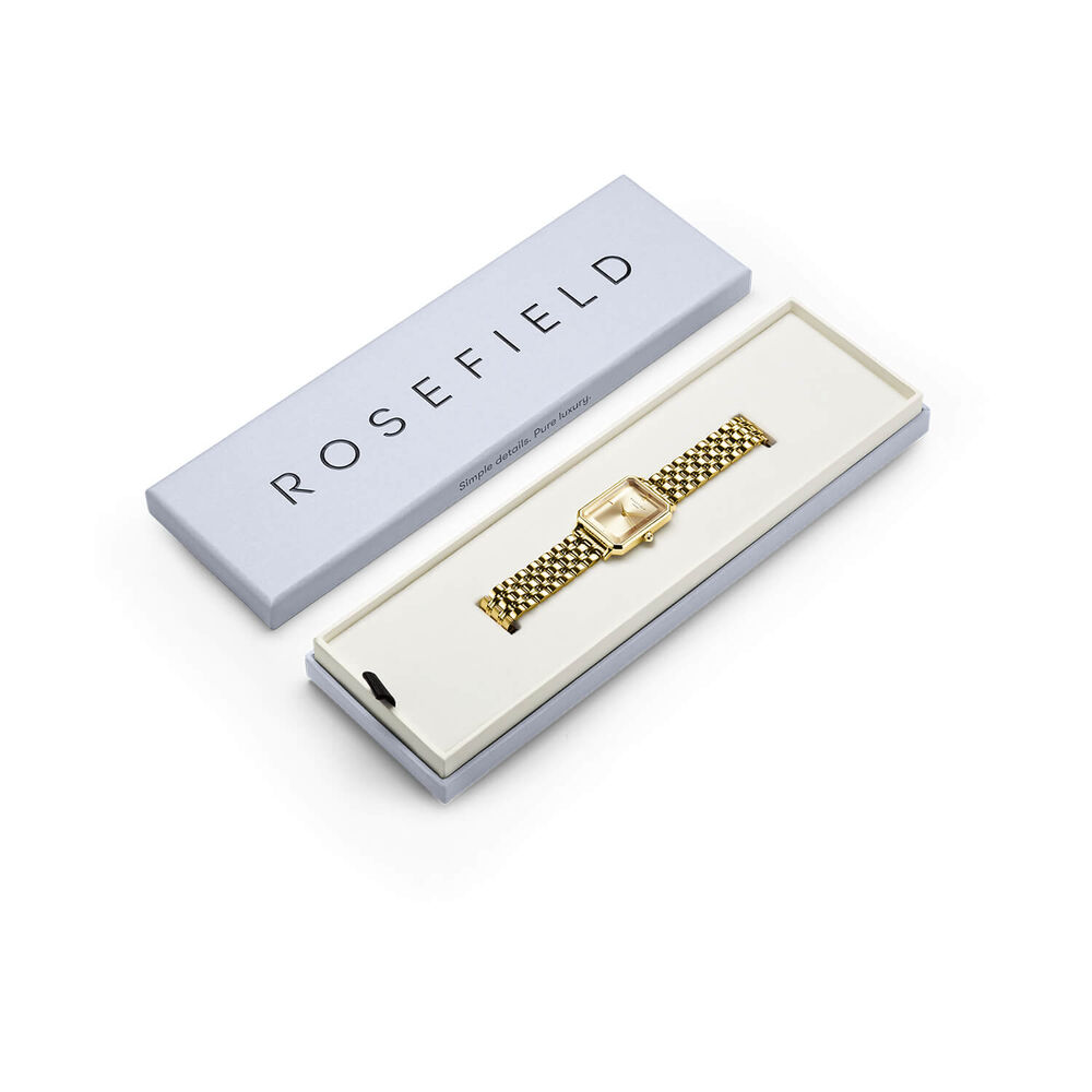 Rosefield Octagon Champagne 23x29mm Dial 23k Gold Plated Steel Bracelet Watch image number 2