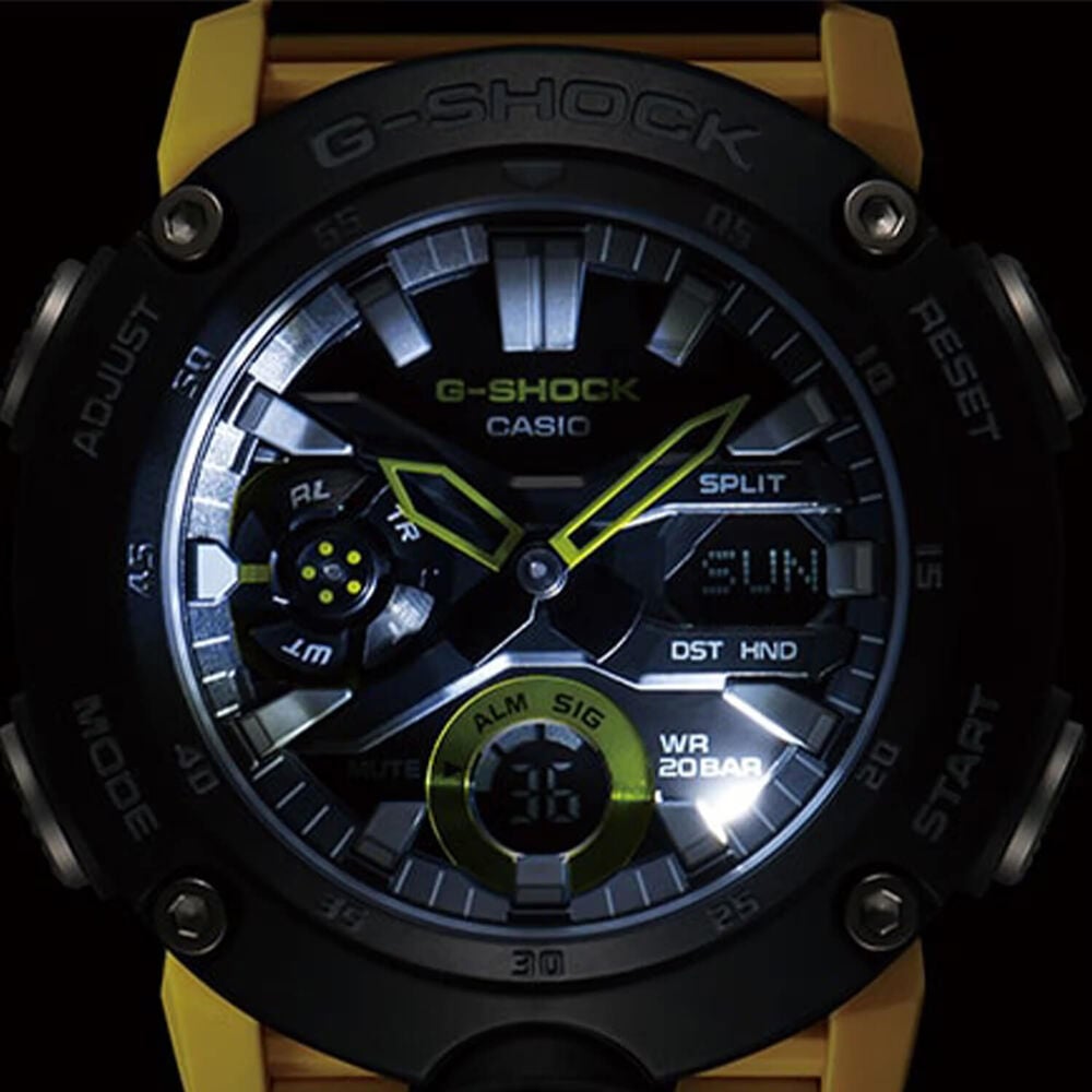 G-SHOCK GA-2000 Series 51.2x47mm Black & Yellow Analogue & Digital Display Resin Strap Watch