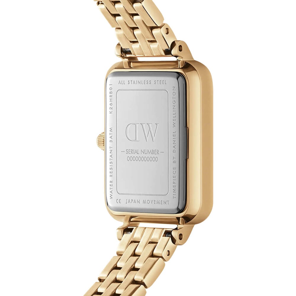 Daniel Wellington Quadro Roman Numerals 20x26mm White Dial 5-Link Gold PVD Bracelet Watch image number 2