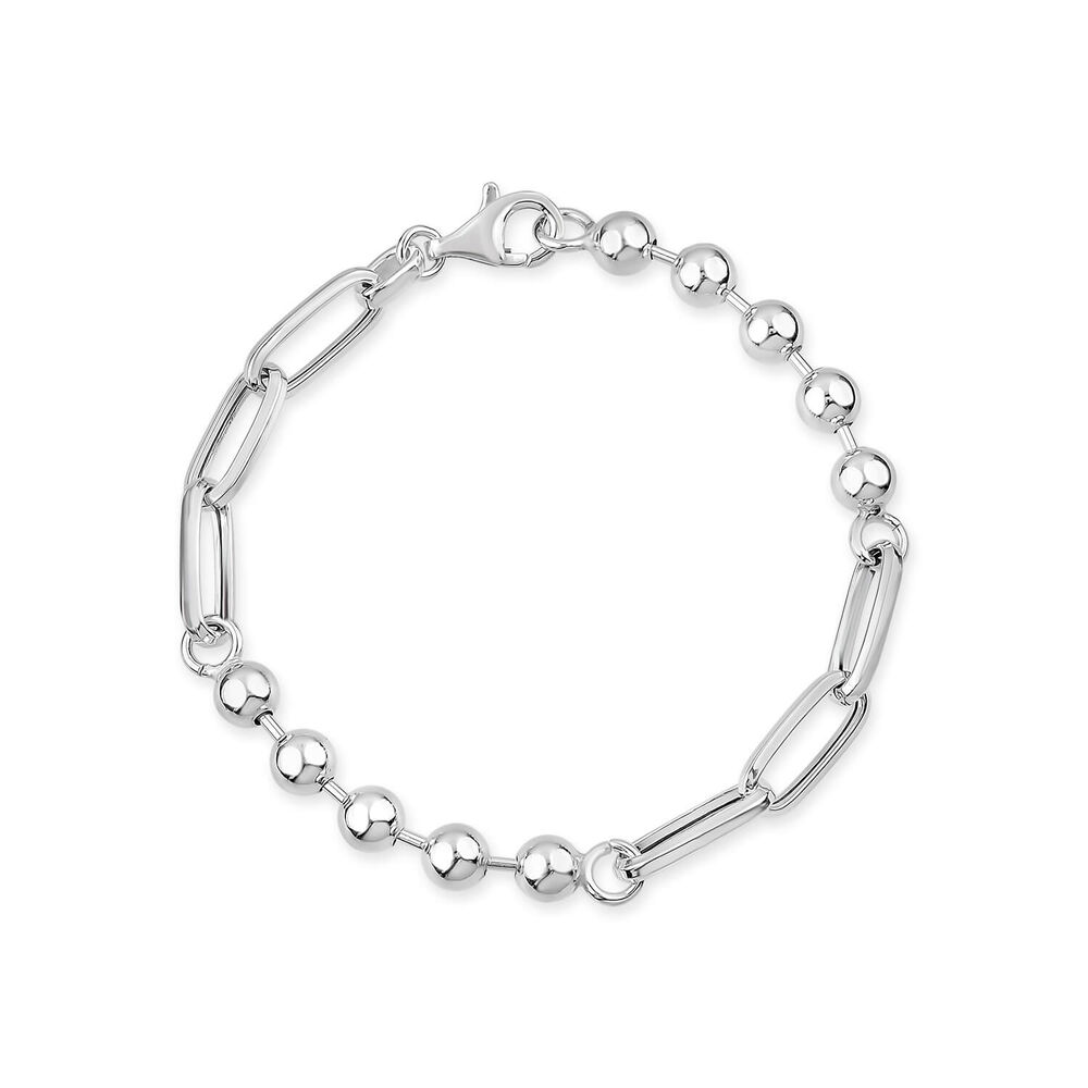 Sterling Silver Ball & Paperlink Bracelet image number 0