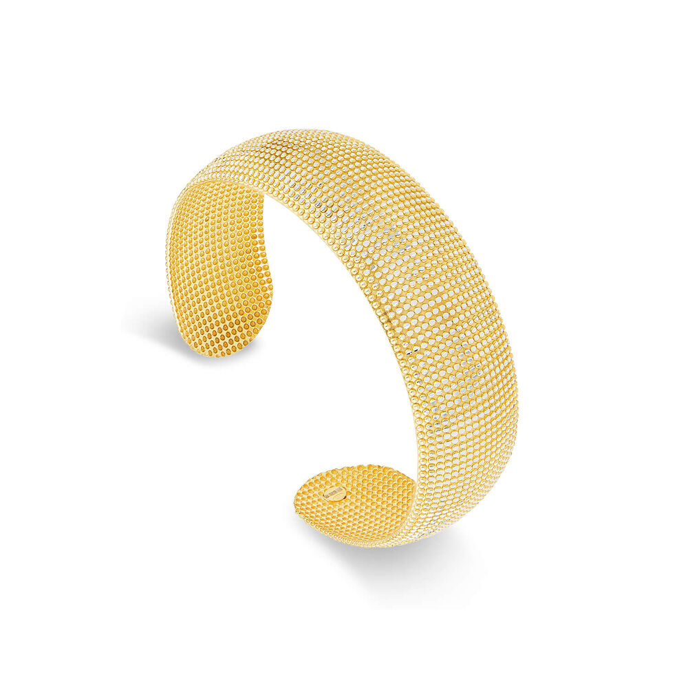 Sterling Silver Yellow Gold Plated Diamond Cut Bangle