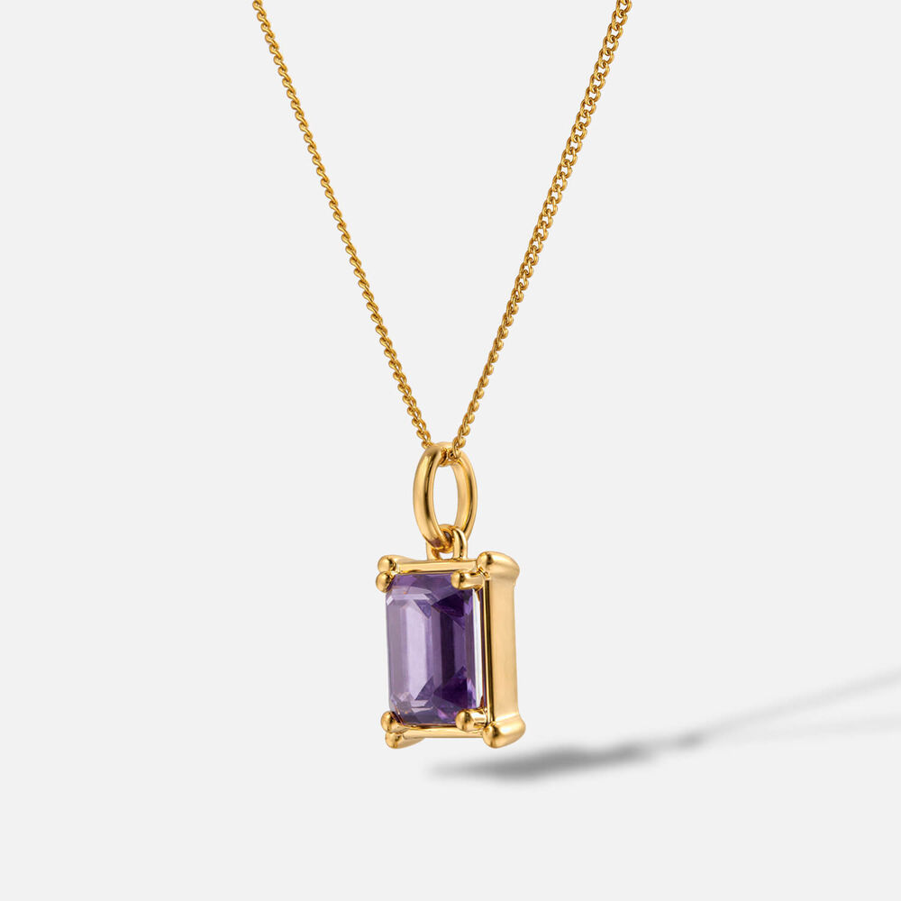 9ct Yellow Gold Rectangular Amethyst Pendant