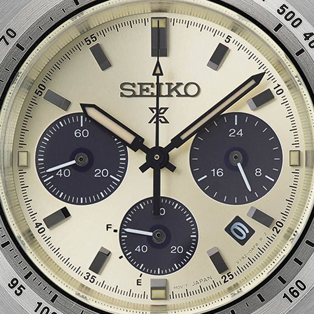 Seiko Prospex Speedtimer ‘Motoring’ European Exclusive 39mm Ivory Dial Steel Bracelet Watch