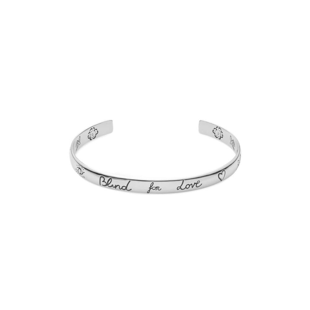Gucci "Blind for Love" Aged Sterling Silver Cuff Bangle