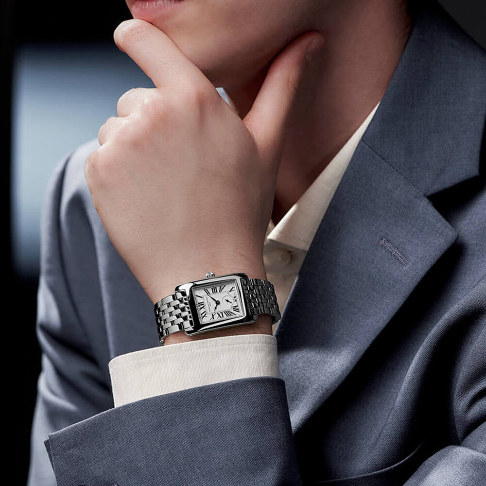 Frederique Constant Classics Caree Small Seconds 36x25.2mm Silver Dial Steel Bracelet Watch image number 3