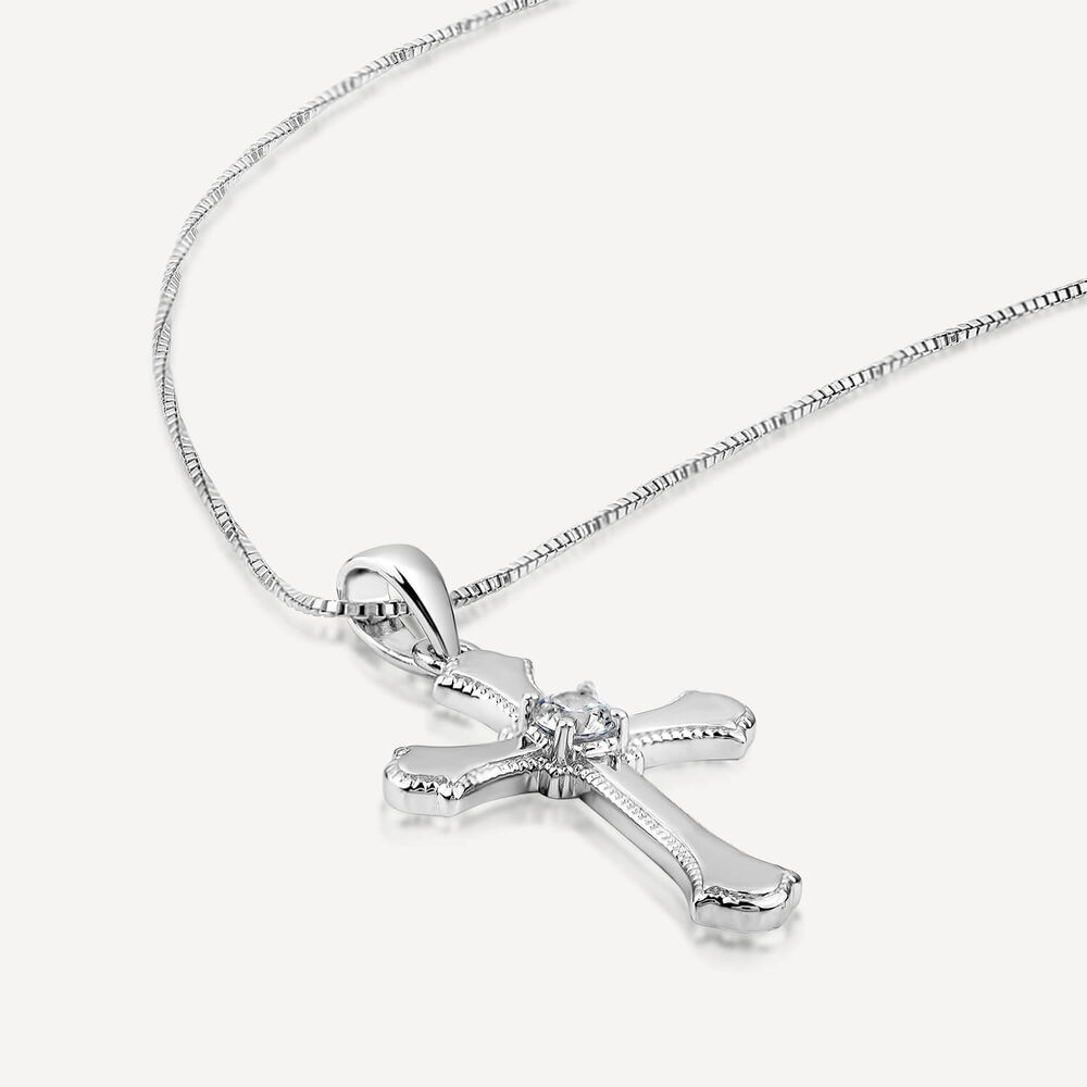 Sterling Silver Cubic Zirconia Cross Pendant image number 3
