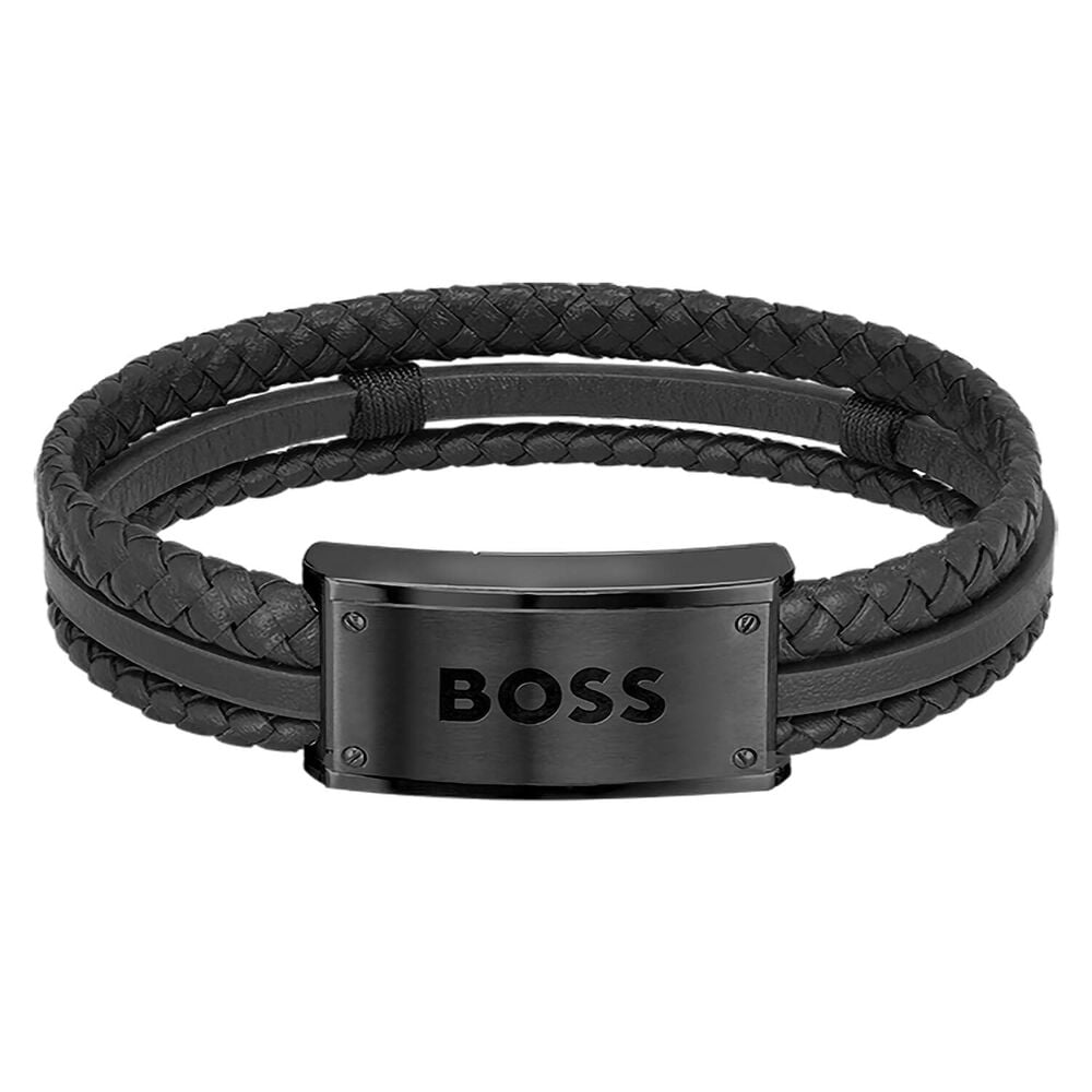 BOSS Galen Black Leather Bracelet