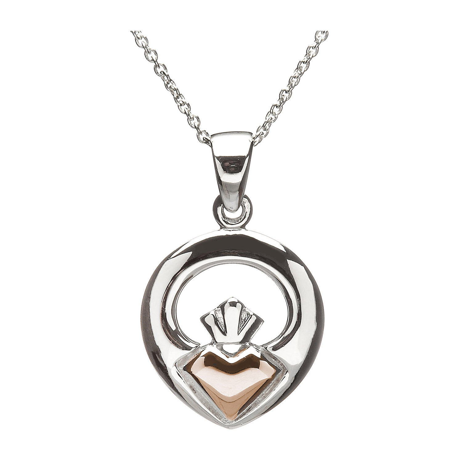 Large Claddagh Pendant with Paua Shell - Irish Jewellery