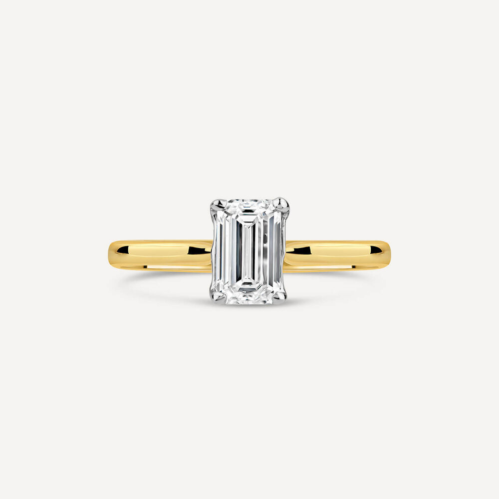 Born 18ct Yellow Gold 1ct Lab Grown Emerald Cut Diamond Ring