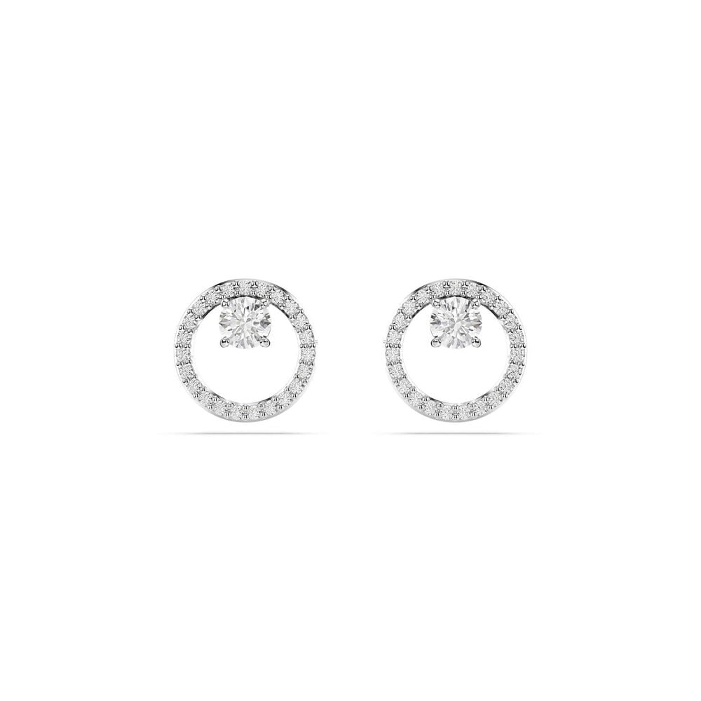 Swarovski Constella Cubic Zirconia Rhodium Plated Circle Stud Earrings