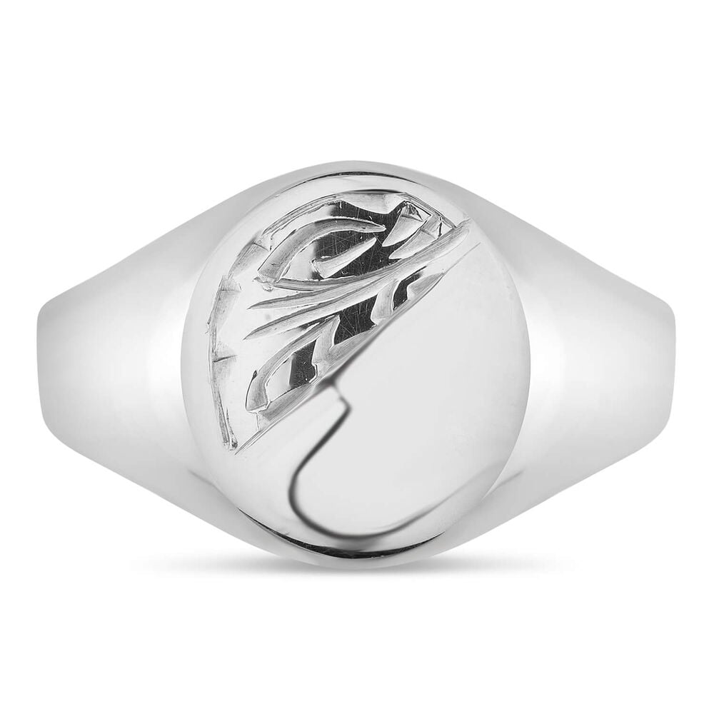 Sterling Silver Oval Signet Engagement Men's Ring image number 1