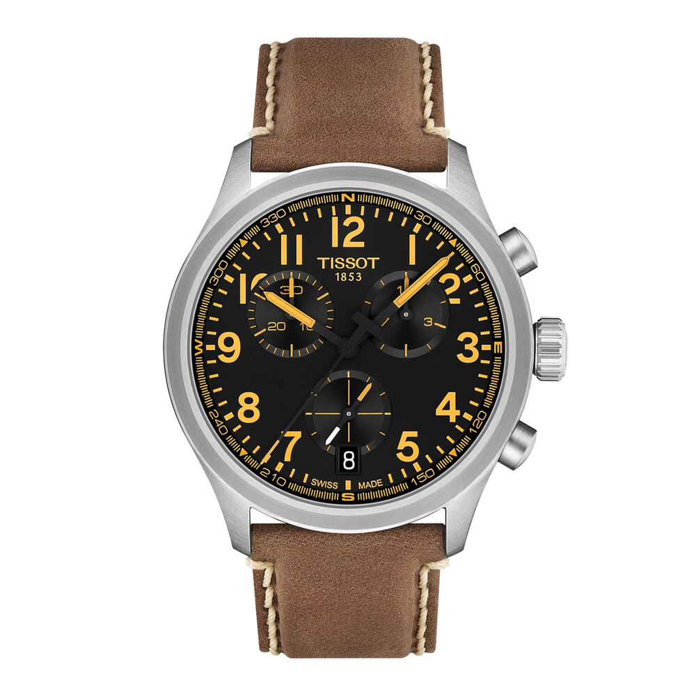 Tissot Chrono L 42mm Black Dial Brown Leather Strap Chronograph Watch