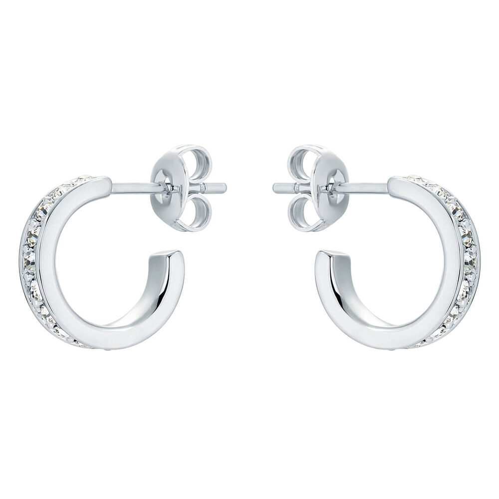 Ted Baker Nano Hoop Huggie Silver Crystal Clear Earrings image number 1