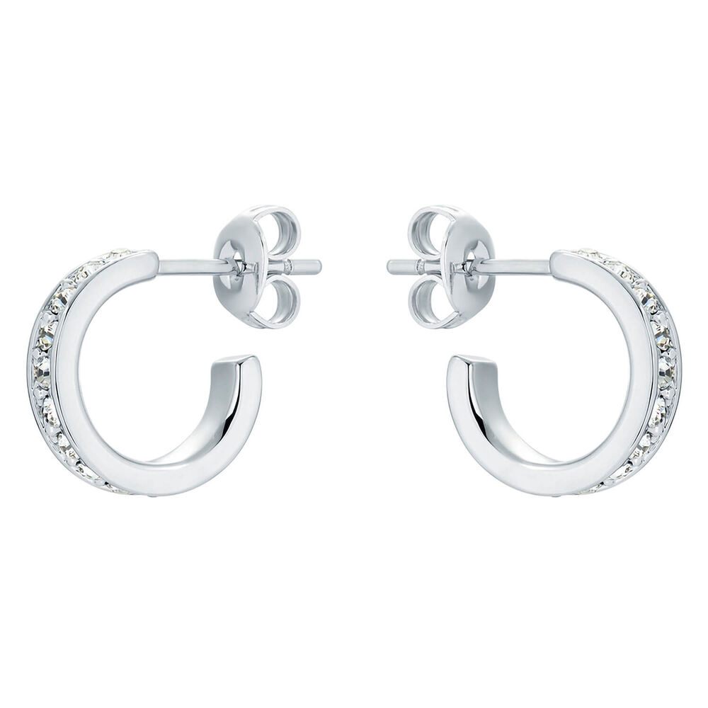 Ted Baker Nano Hoop Huggie Silver Crystal Clear Earrings