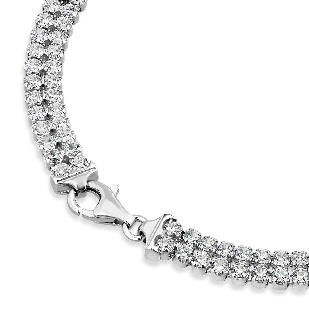 Sterling Silver Double Row Crystal Line Bracelet image number 2