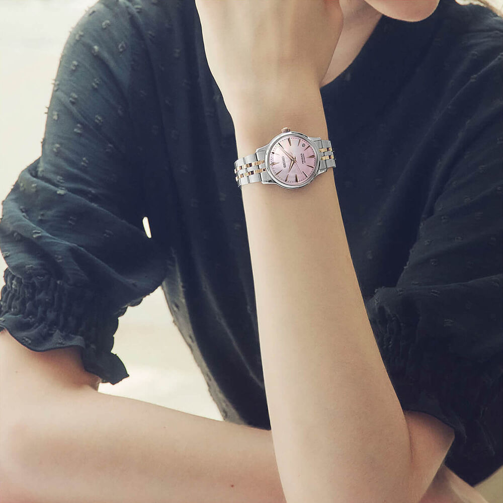 Seiko Presage &lsquo;Springtime&rsquo; Cocktail Time Limited Edition 34mm Pink Dial Steel Bracelet Watch image number 5