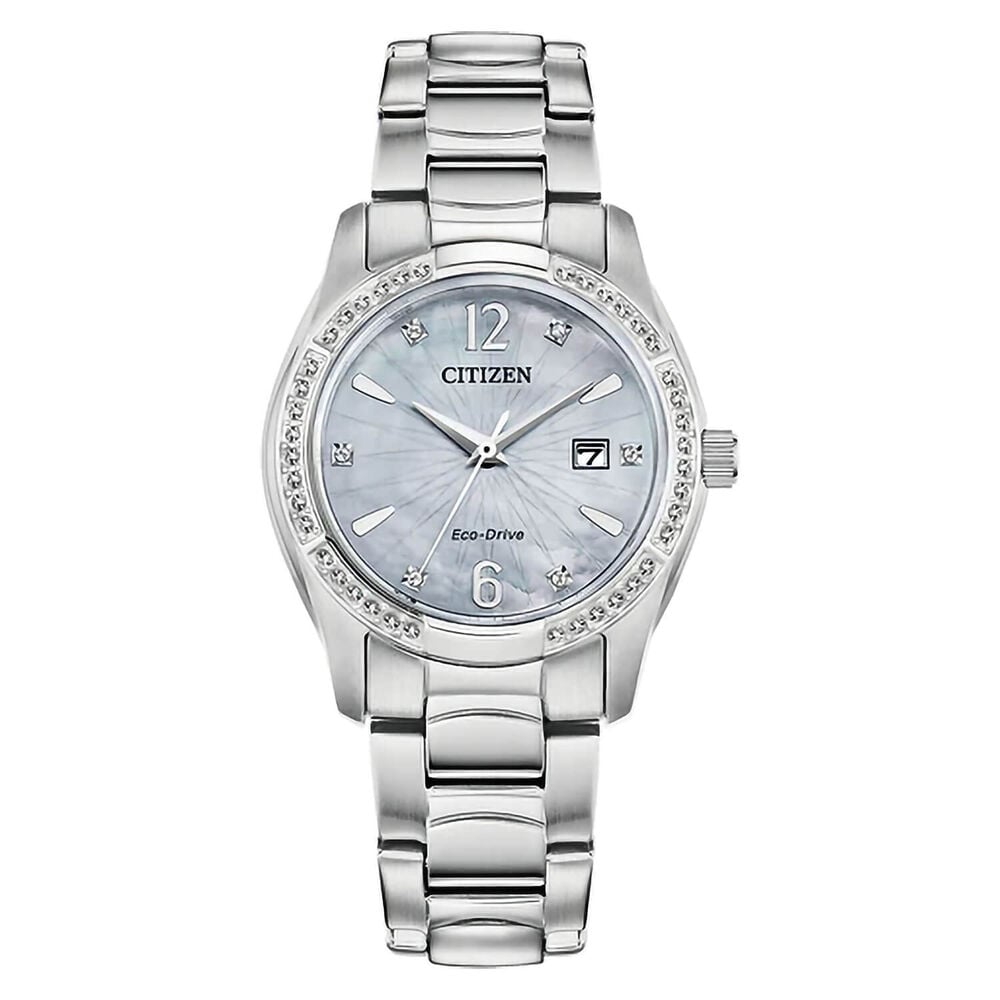 Citizen Eco Drive Silhouette Crystal 30mm Blue Dial Bracelet Watch image number 0