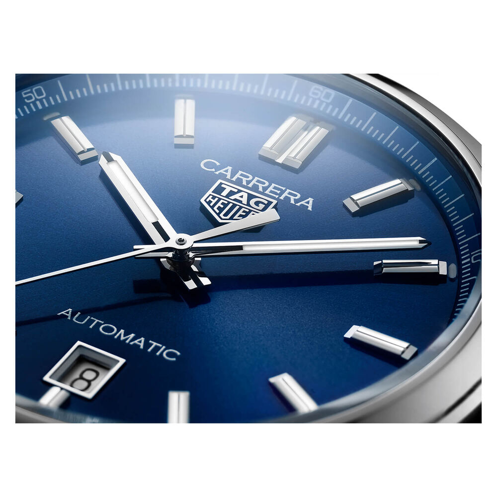 TAG Heuer Carrera Date Automatic 39mm Blue Dial Steel Case Blue Alligator Strap Watch