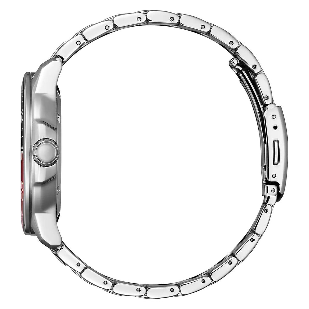 Citizen Eco-Drive Sport 45mm Black Dial Black & Red Bezel Steel Bracelet Watch image number 1