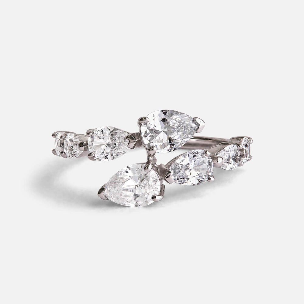 Yellow Gold Plated Sterling Silver Multiple Pear Cubic Zirconia Ring