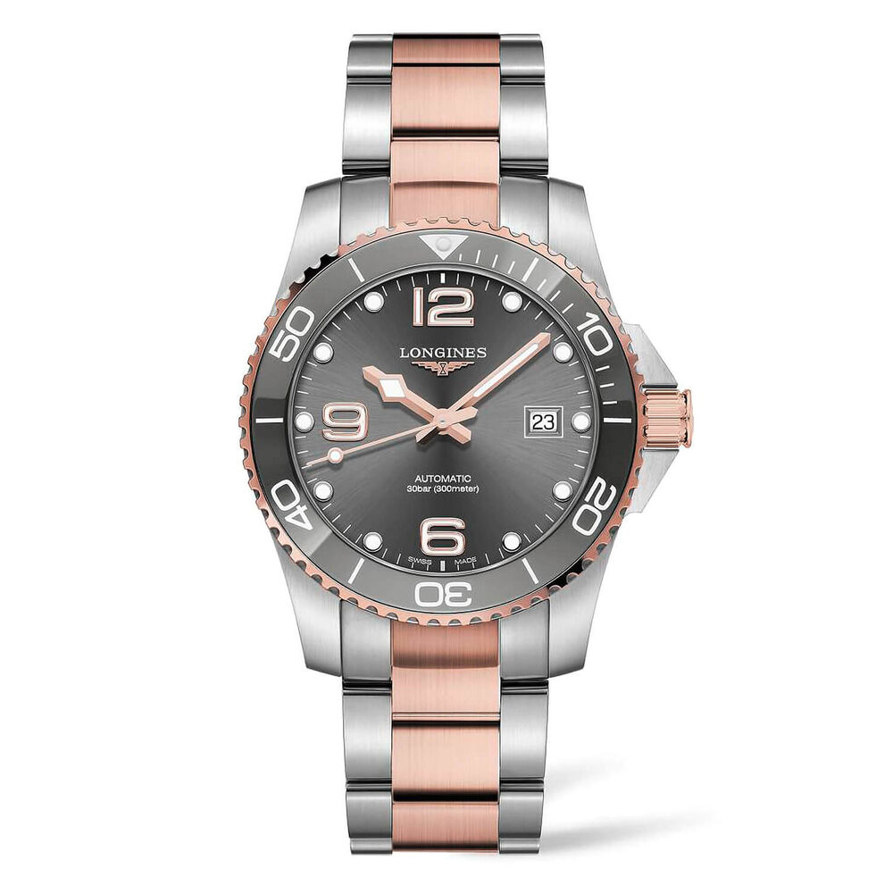 Longines Diving HydroConquest 41mm Grey Dial Rose Gold & Steel Case Watch