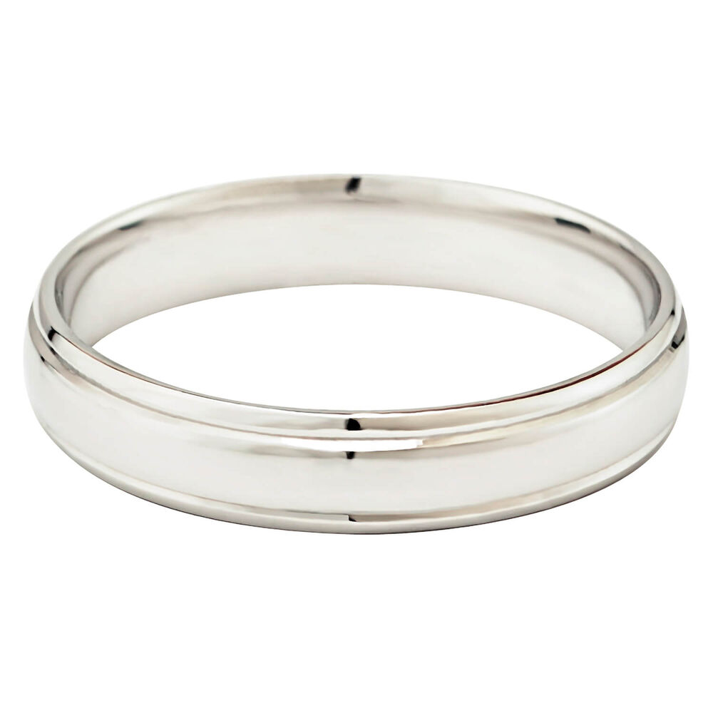 9ct White Gold 4mm Gents Wedding Ring image number 0