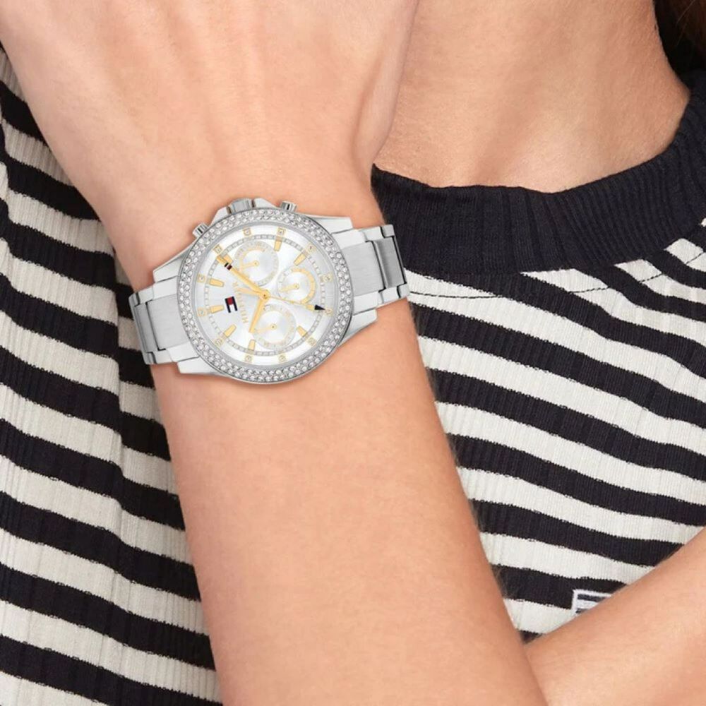 Tommy Hilfiger 38mm Silver Dial Yellow Gold Index Steel Case Watch image number 3